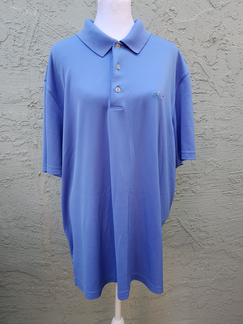 Greg Norman Blue Performance Golf Polo Shirt Embroidered Shark XXL